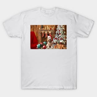 Goldendoodle/Labradoodle Christmas Scene T-Shirt